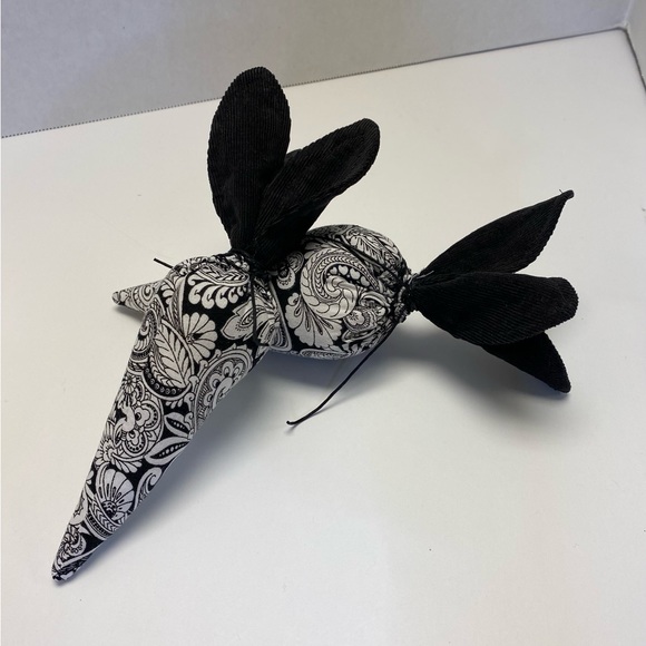 Hand Crafted Other - Fabric handmade carrot decor black and white paisley floral